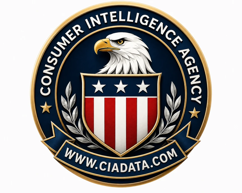 CIAdata.com Consumer Intelligence Agency eagle and shield logo